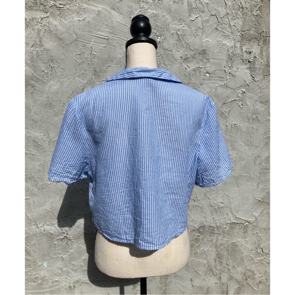 H&M Seersucker Crop Top | Cotton, Large, Divided, Summer, Light Weight, Coastal - Picture 7 of 9